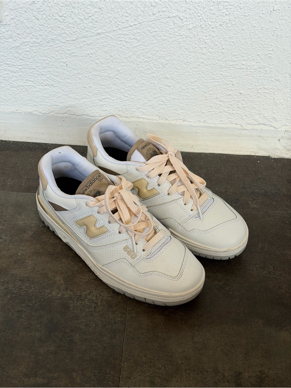 New Balance White Cream Low-Top Sneakers